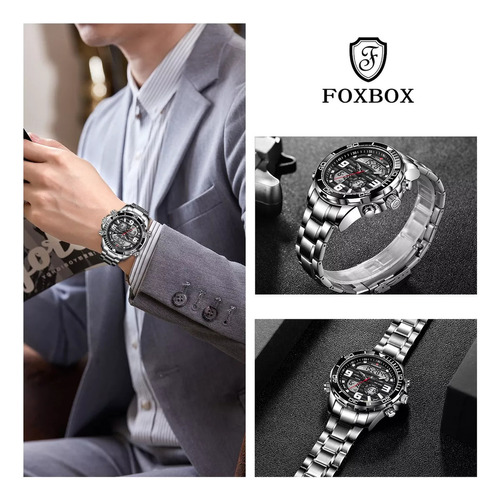 Relojes De Cuarzo Cronógrafo De Acero Inoxidable Foxbox Para