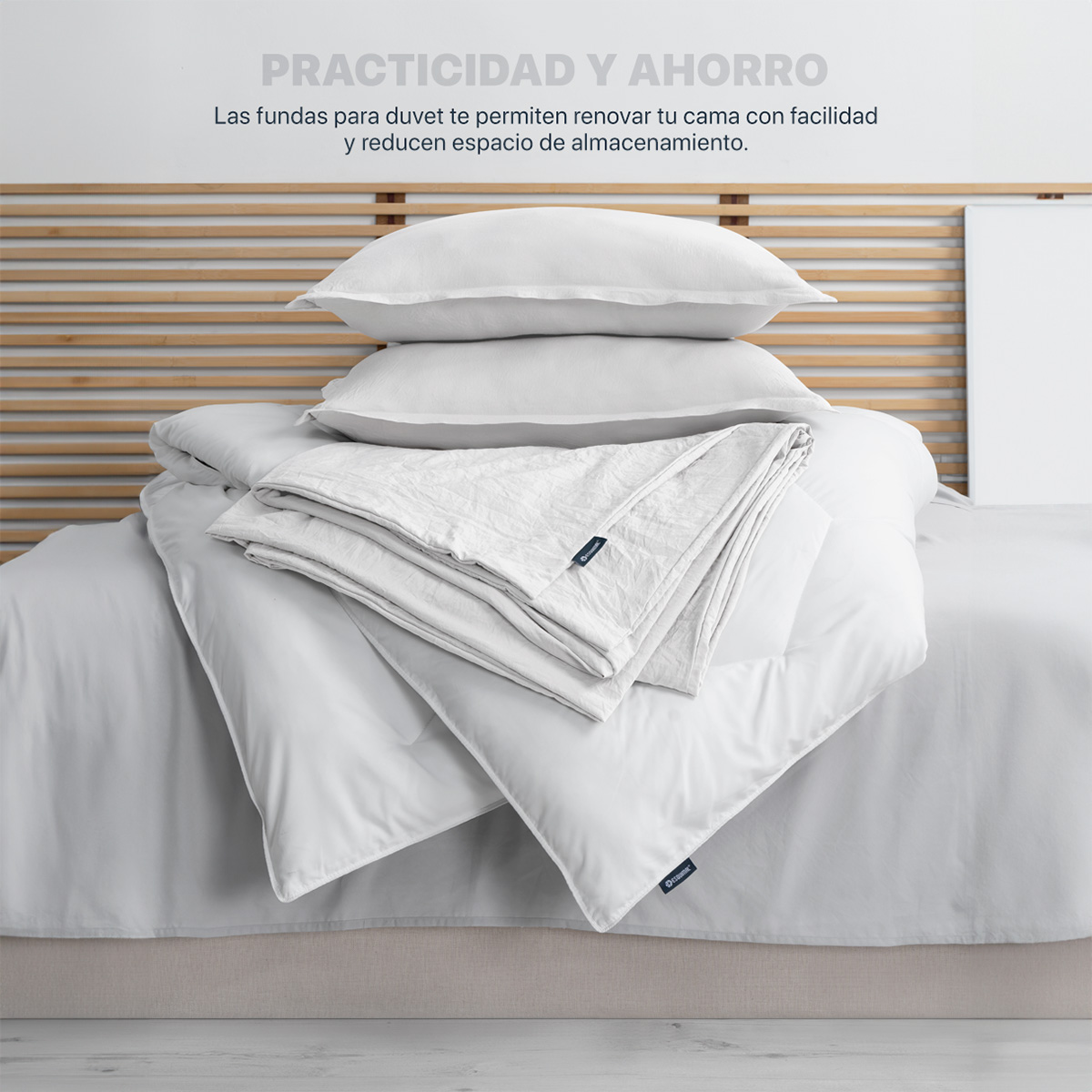 Funda para Duvet Microfibra Acabado Prelavado Sin Relleno más Fundas de Almohada King Size Blanco Esquimal.