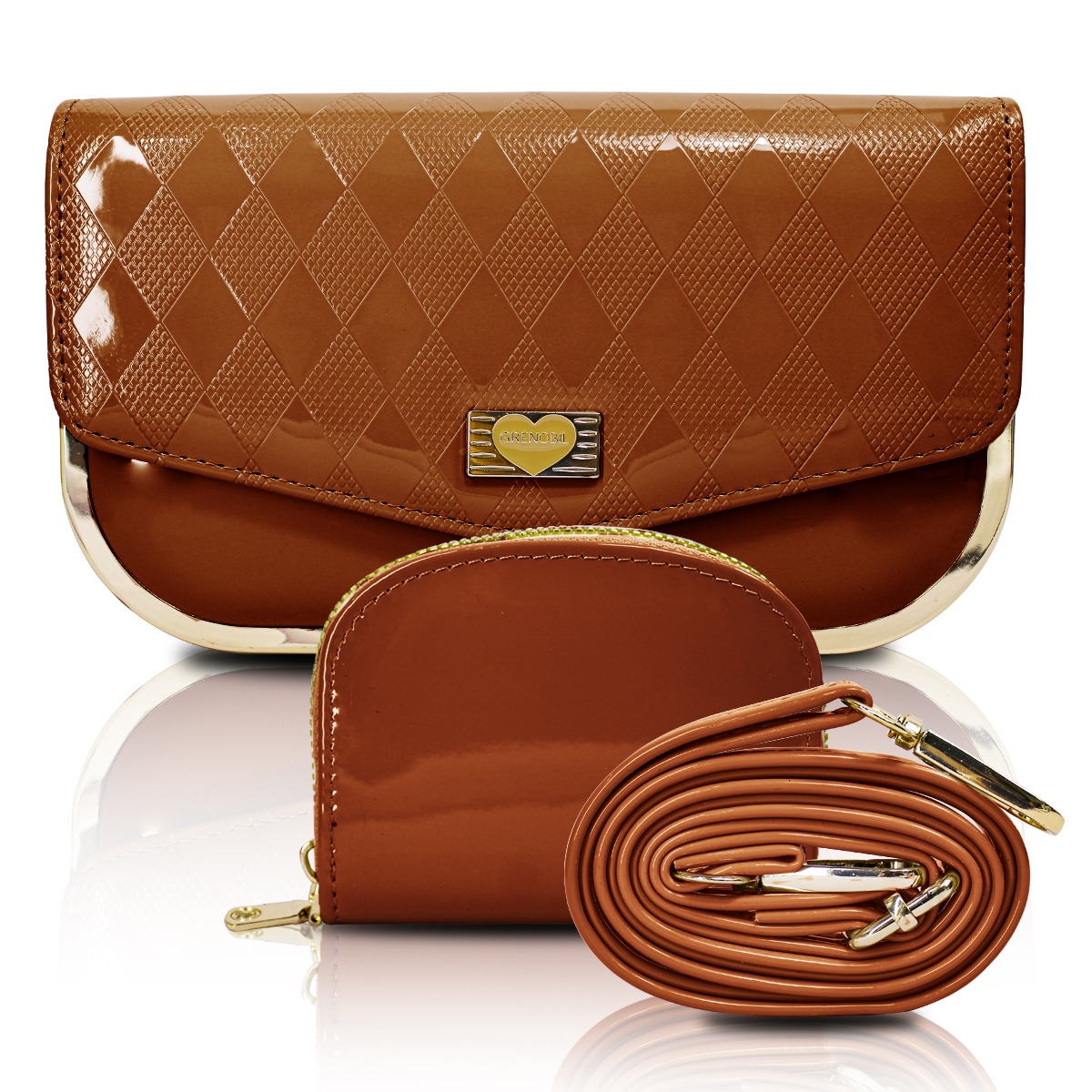 Bolso Cruzado Tipo Crossbody De Mujer Con Monedero Marron .