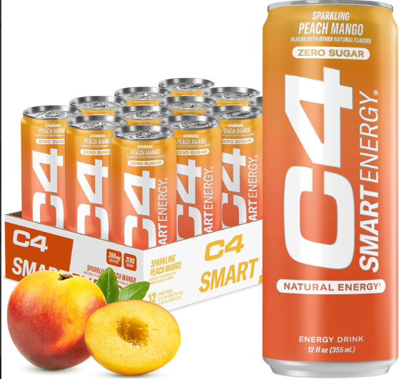 Caja de Bebida Energizante C4 (Durazno Mango) 12 Latas