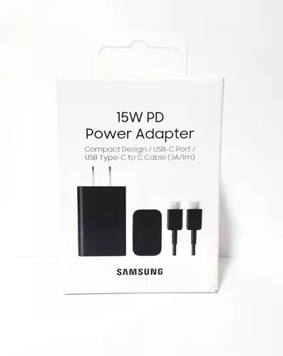 Cargador Carga Rapida Samsung 15w Pd + Cable Tipo C Negro
