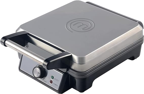 Masterchef by Hukën | Waflera Manual | Wafflera de Acero Inoxidable | Fácil Limpieza (4 Rebanadas (Acero))