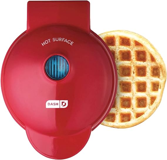 Dash Mini Maker: Miniwaflera - Máquina para hacer waffles, paninis, papa rayada, y otros para desayuno, almuerzo o aperitivos, color rojo (DMW001RD), 10 cm