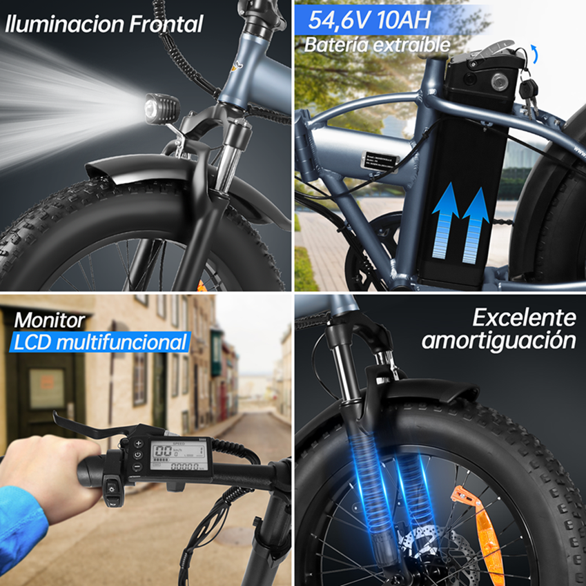 Bicicleta Eléctrica Plegable Honey Whale F6 Gris