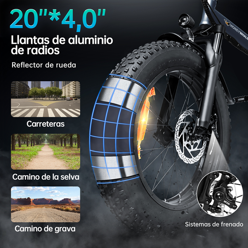 Bicicleta Eléctrica Plegable Honey Whale F6 Gris