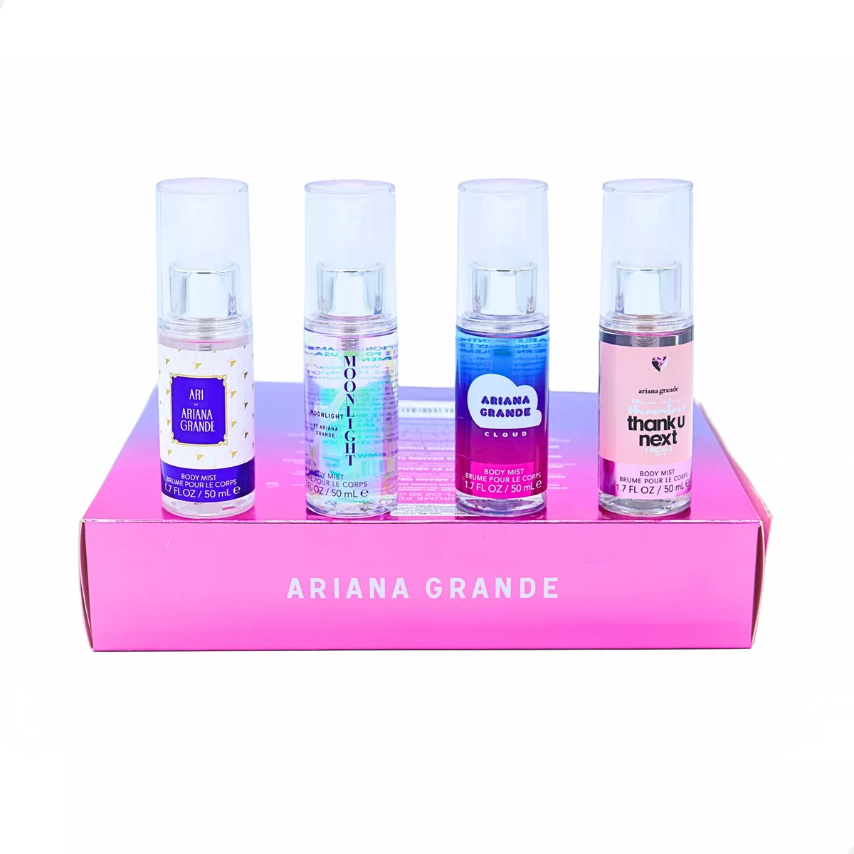 Set Ariana Grande Body Mist Spray 4 Fragancias Bruma Corporal Pocket Gift 