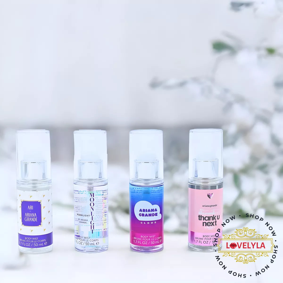 Set Ariana Grande Body Mist Spray 4 Fragancias Bruma Corporal Pocket Gift 