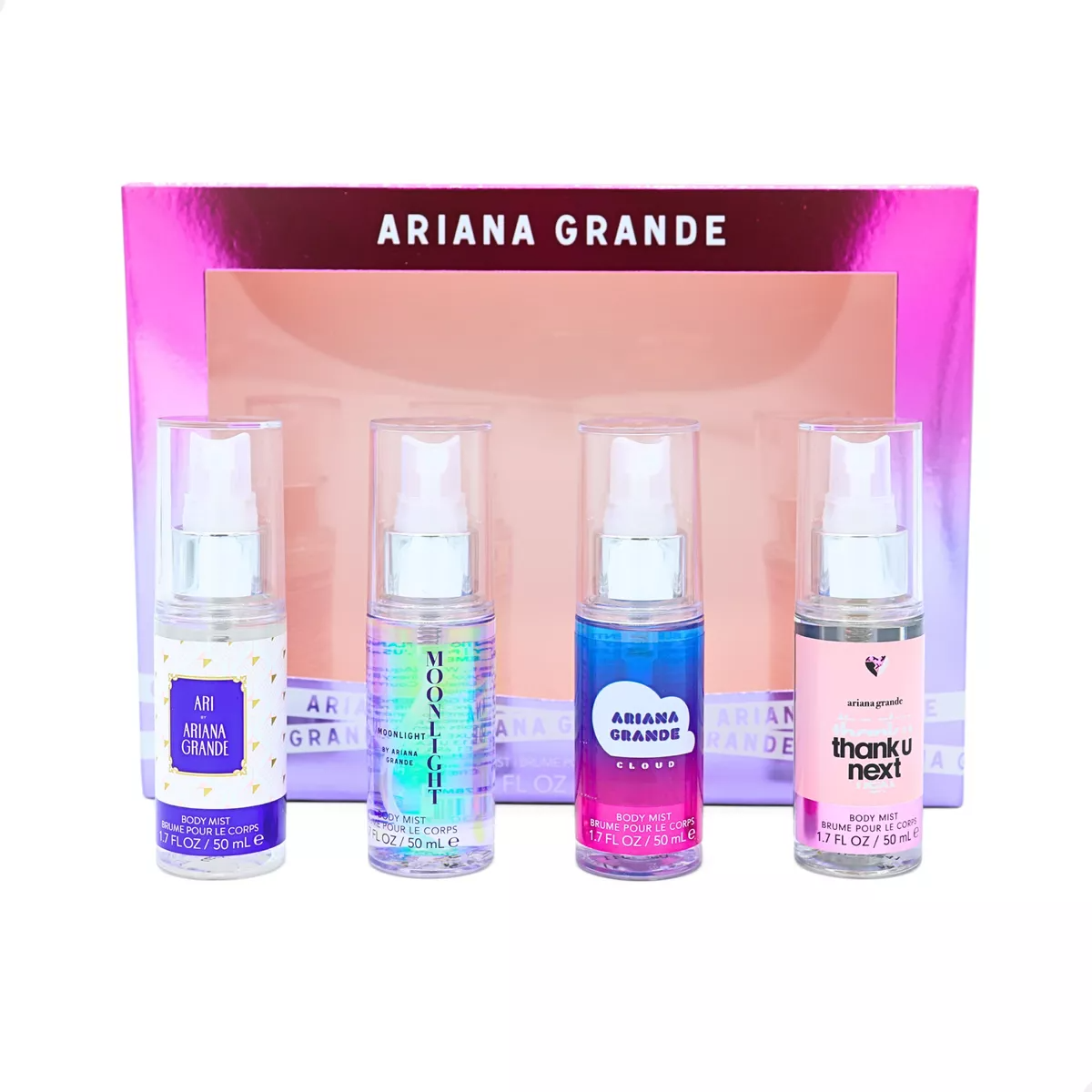 Set Ariana Grande Body Mist Spray 4 Fragancias Bruma Corporal Pocket Gift 
