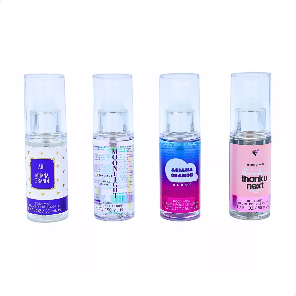 Set Ariana Grande Body Mist Spray 4 Fragancias Bruma Corporal Pocket Gift 