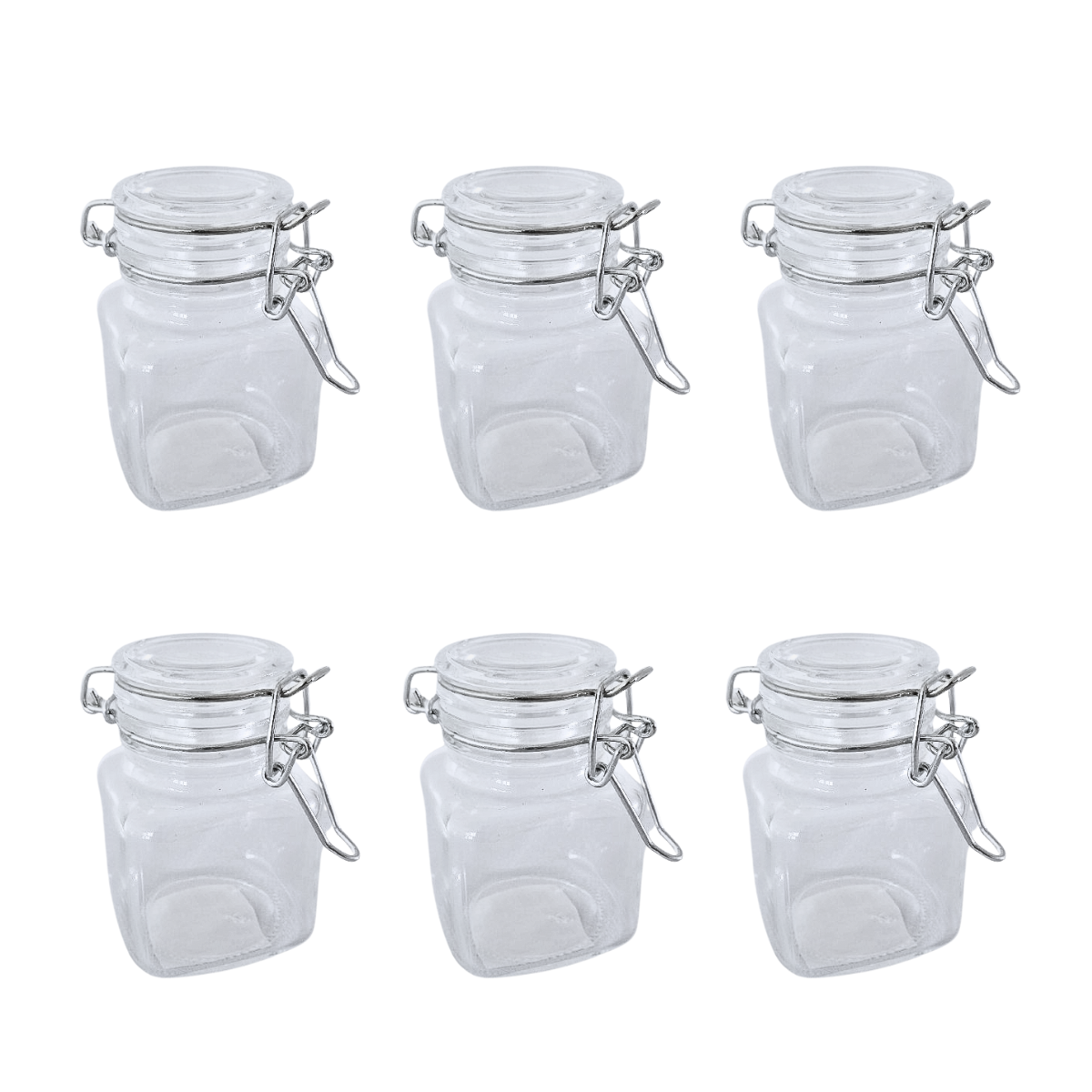 6 Frascos De Vidrio Recipiente Hermético 100ml Con Broche.