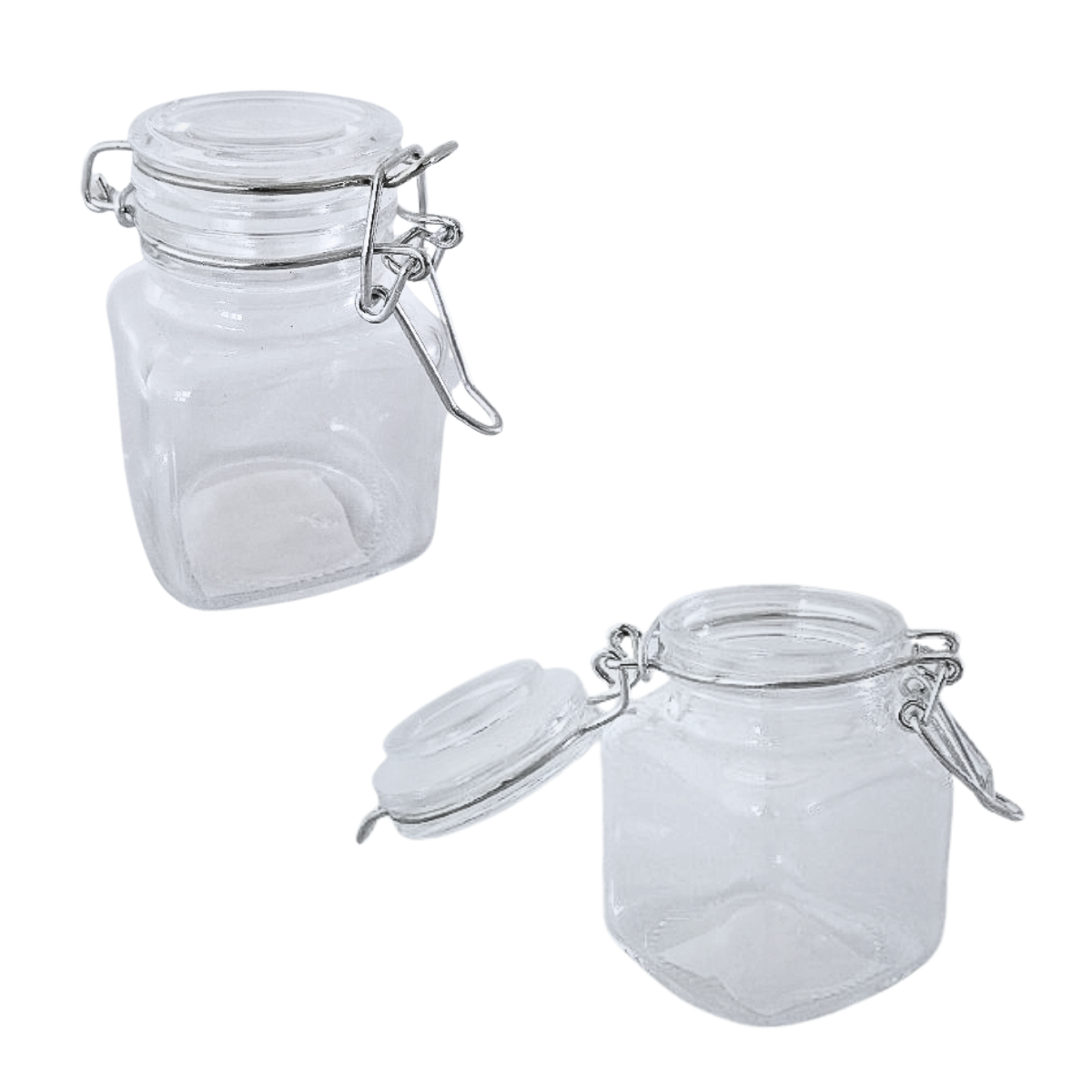 6 Frascos De Vidrio Recipiente Hermético 100ml Con Broche.