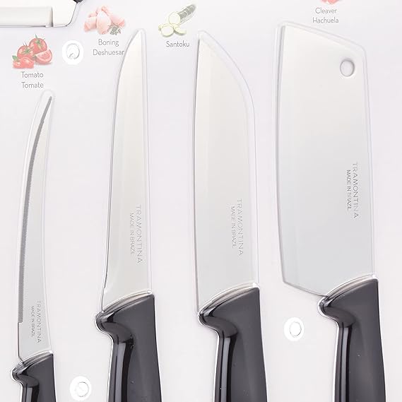 TRAMONTINA - Juego de Cuchillos de Cocina Plenus, para Servir, 9 Piezas, Color Negro