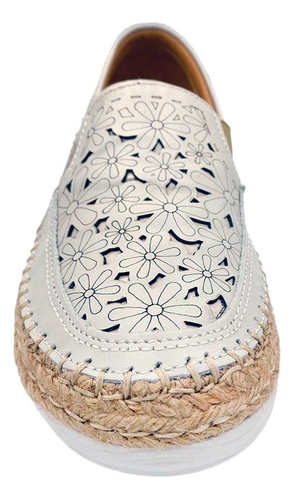 Zapato Confort Lobo Solo De Piel Blanco Para Mujer .