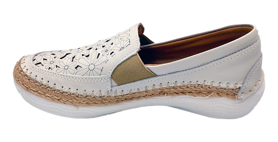 Zapato Confort Lobo Solo De Piel Blanco Para Mujer .