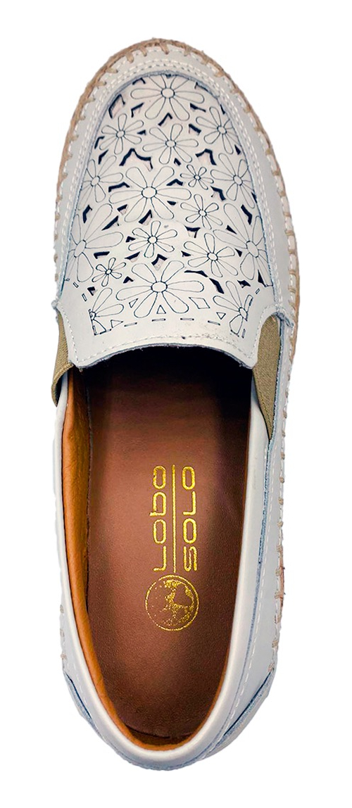 Zapato Confort Lobo Solo De Piel Blanco Para Mujer .