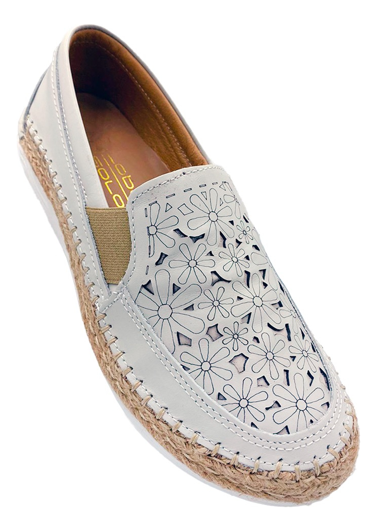 Zapato Confort Lobo Solo De Piel Blanco Para Mujer .