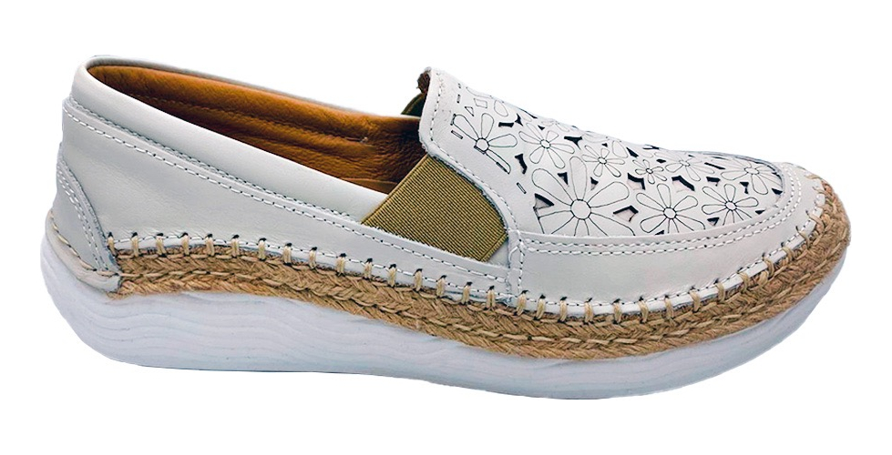 Zapato Confort Lobo Solo De Piel Blanco Para Mujer .