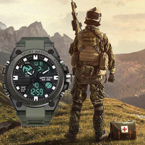 Reloj Multifunción Militar Resistente Al Agua Para Hombre