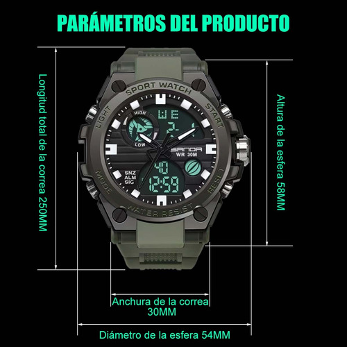 Reloj Multifunción Militar Resistente Al Agua Para Hombre