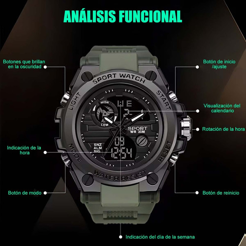 Reloj Multifunción Militar Resistente Al Agua Para Hombre