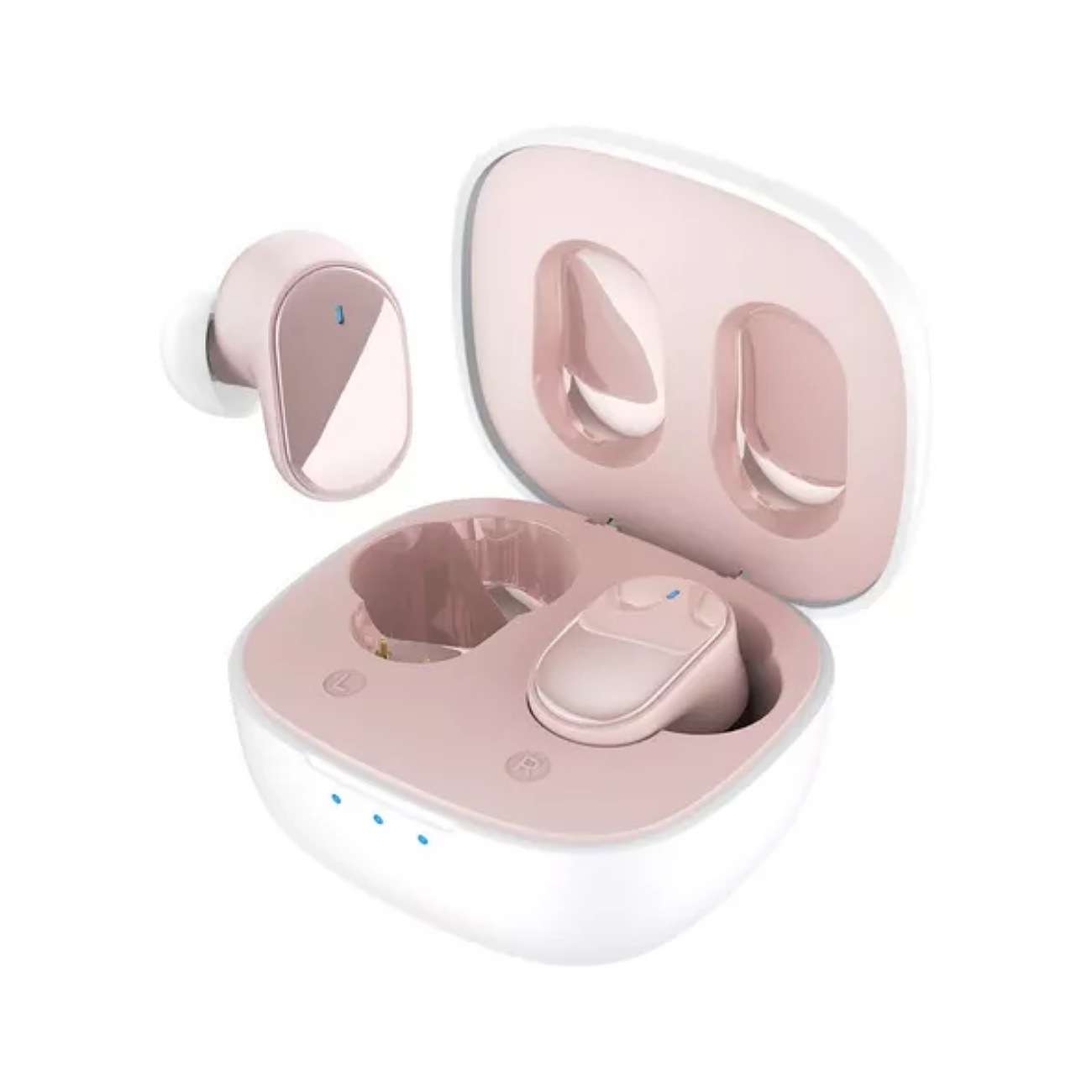 Audífonos in-ear gamer inalámbricos HTC TWS7 rosa con luz LED