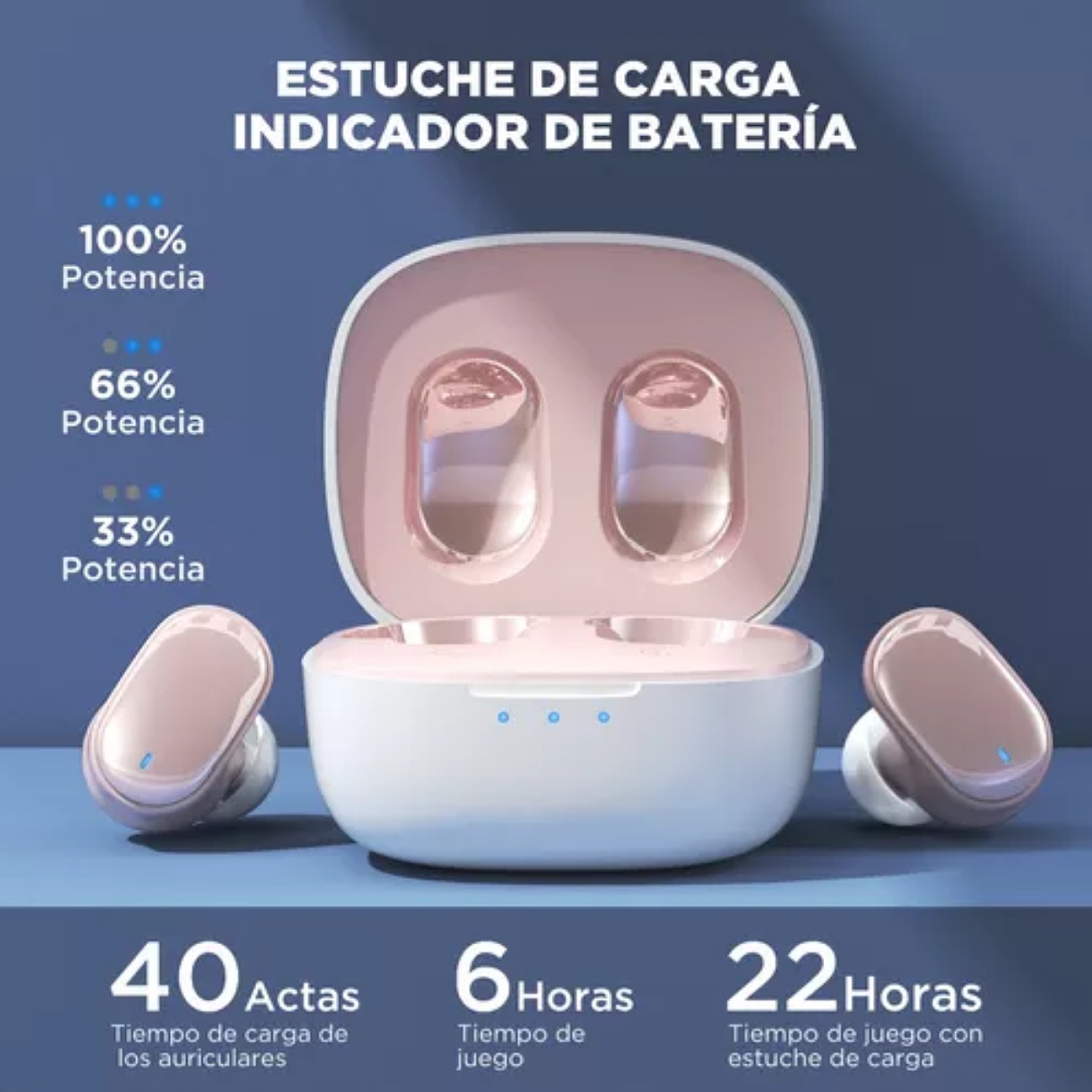 Audífonos in-ear gamer inalámbricos HTC TWS7 rosa con luz LED