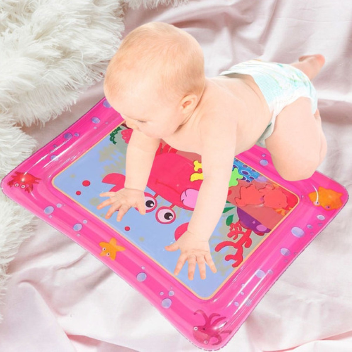"Cojín Agua Inflable Bebé Estimulació Temprana Alfombra Diseo Rosa "