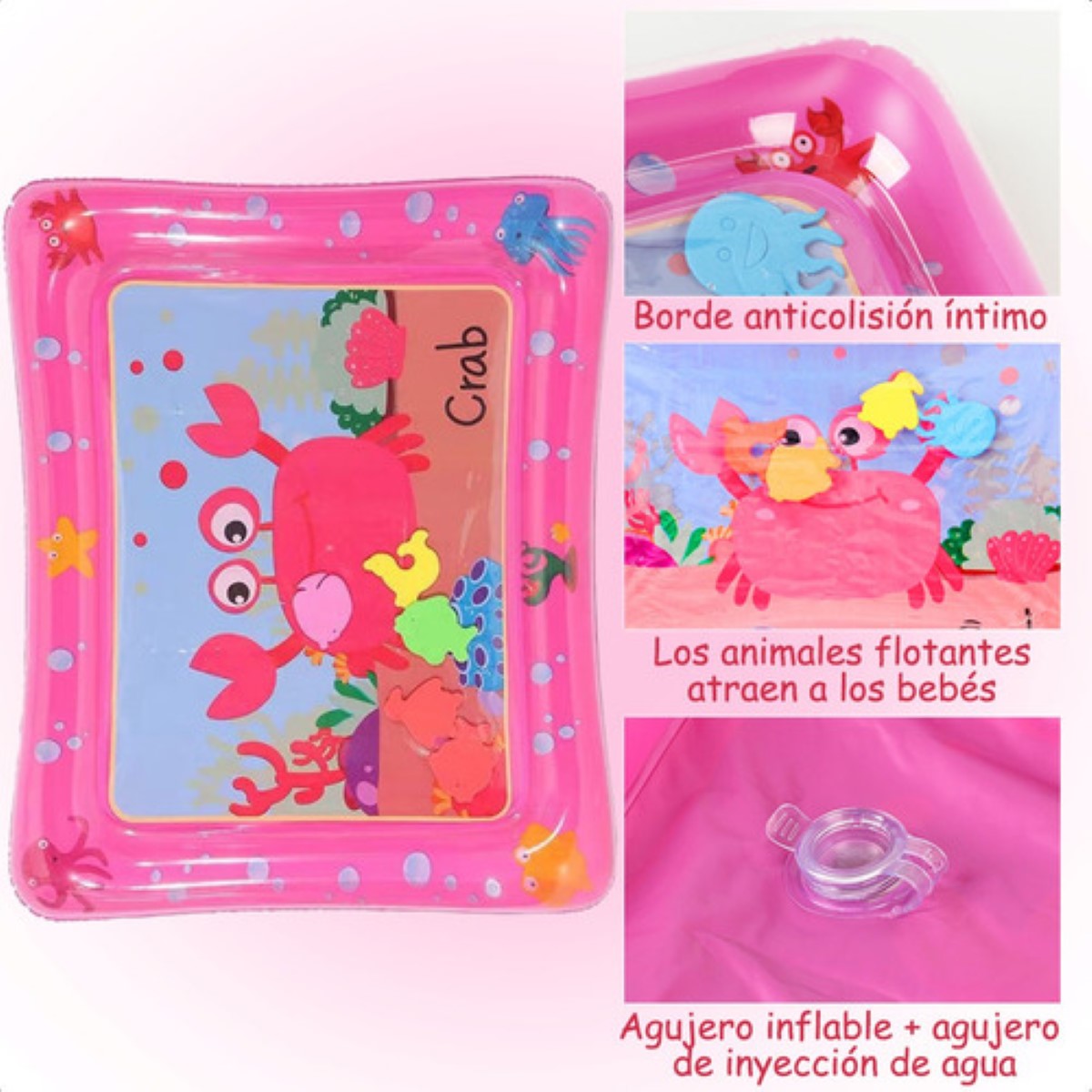 "Cojín Agua Inflable Bebé Estimulació Temprana Alfombra Diseo Rosa "