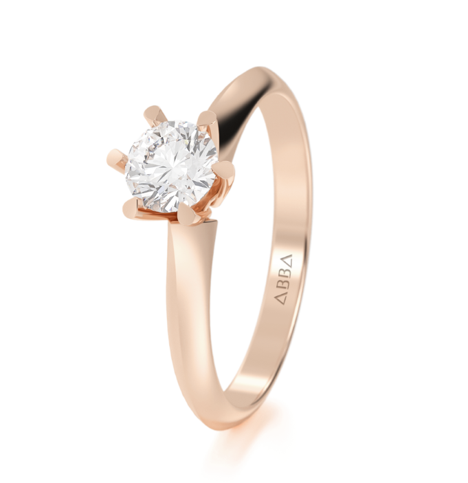 ANILLO DE COMPROMISO  10K ORO ROSA SOLITARIO CLASICO ABBA JOYAS