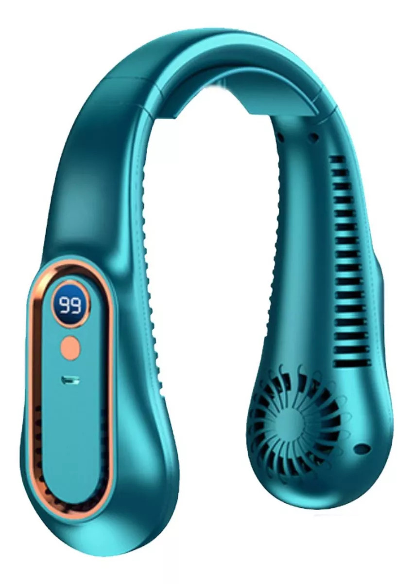 Ventilador para Cuello, portátil personal, USB, Recargable, con Pantalla Digital de 5 Velocidades, silencioso y manos libres.