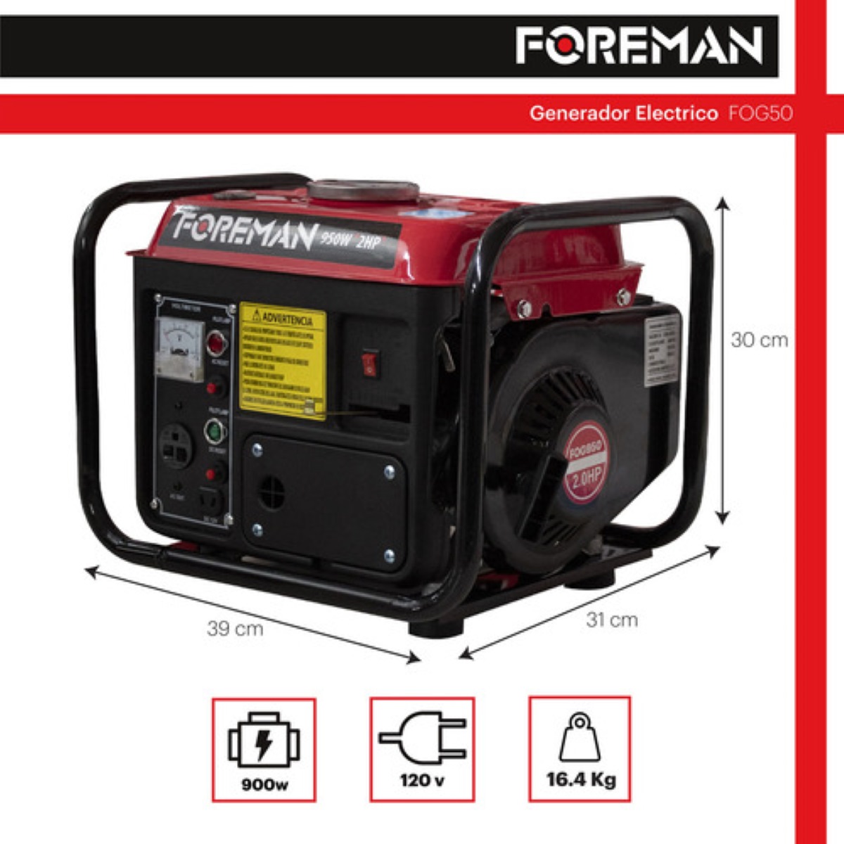Generador portátil Foreman FOG950 950W monofásico 110V