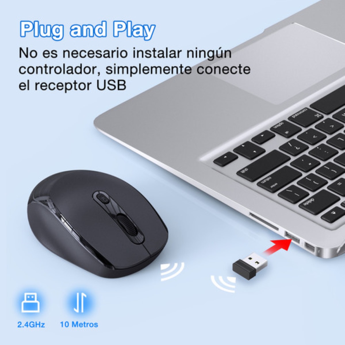 Ratón Inalámbrico Mouse Silencioso Portátil 2.4g 3 Dpi Ratón De Computadora Con Receptor Usb Para Laptop, Pc, Notebook Pilas Aa Incluidas