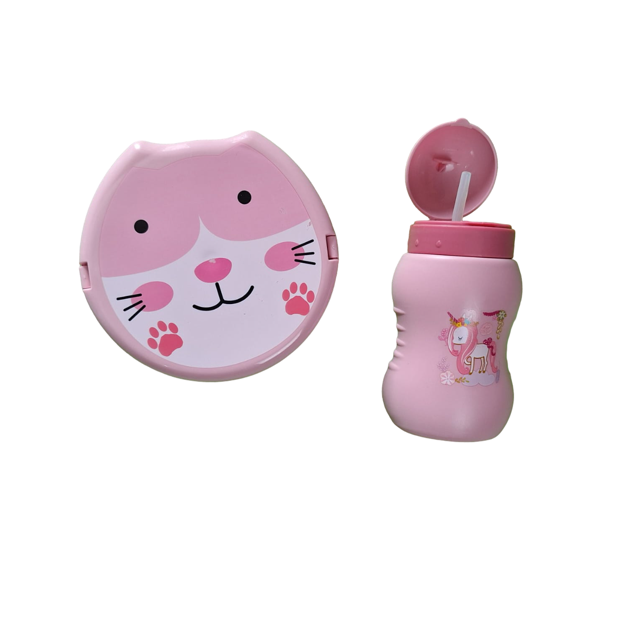 Set Topper Lonchera + Botella + Cubiertos Infantil Escolar Color Rosa