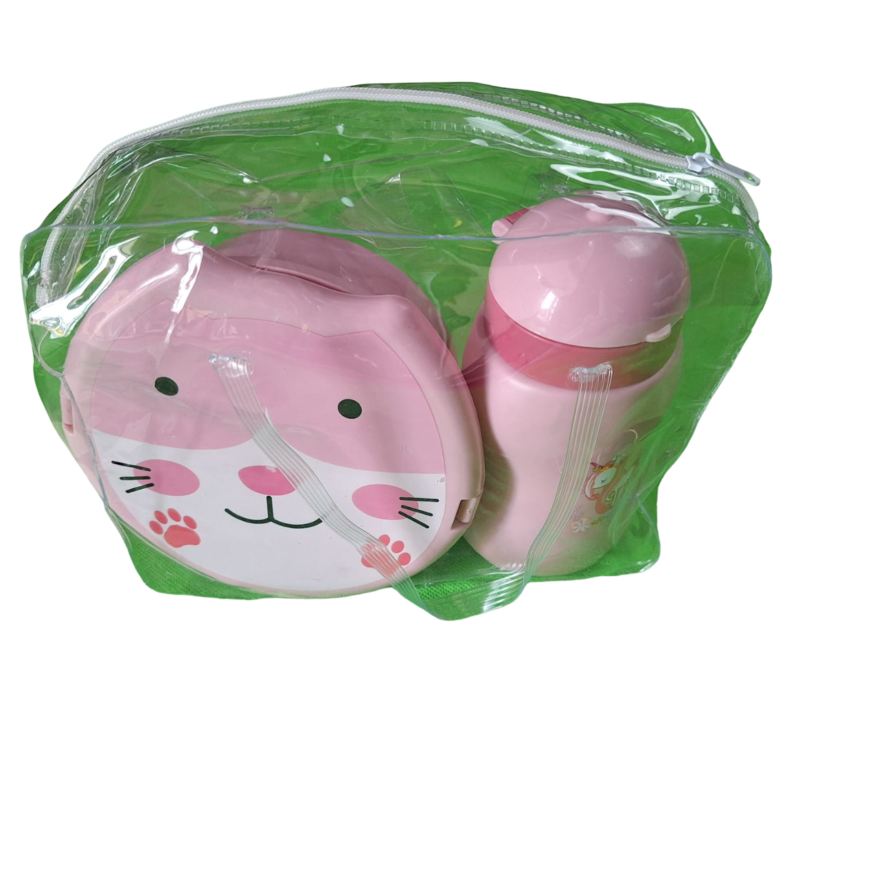 Set Topper Lonchera + Botella + Cubiertos Infantil Escolar Color Rosa