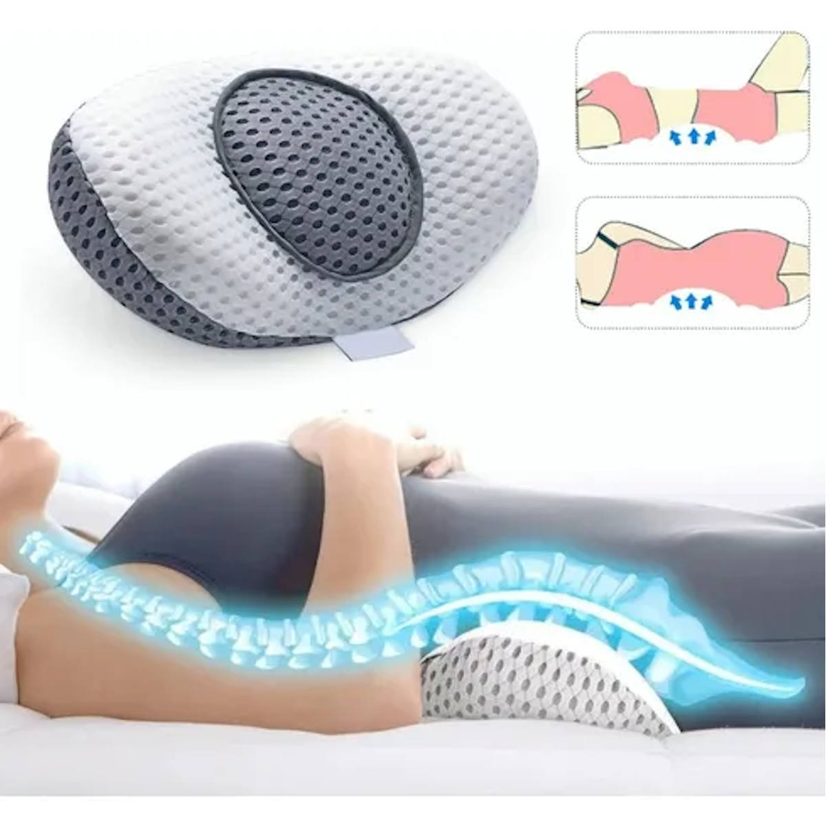 Almohada Lumbar Ortopédico Ergonómica kit 2 piezas
