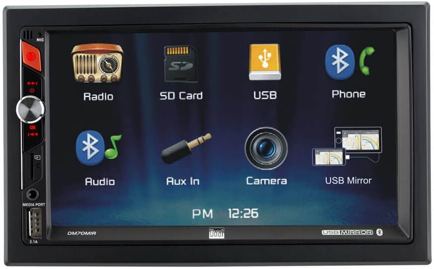 Autoestéreo de pantalla Dual DM70MIR 2 Din 7" Miror Link Usb/BT/SD