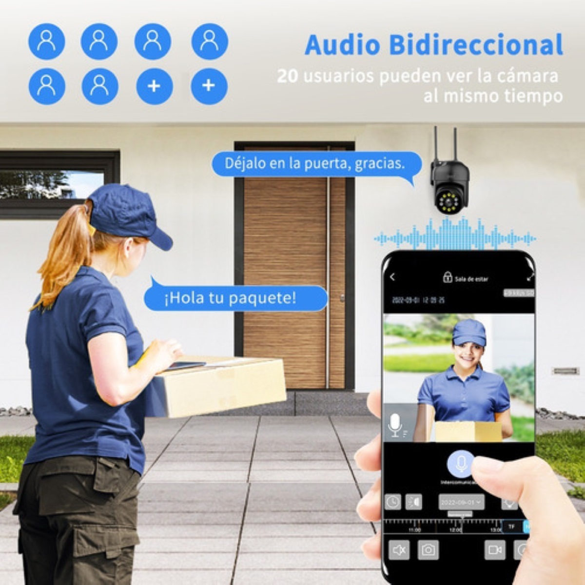 2nlf® Cámara De Seguridad Exterior Wifi 5g 1080p Con Led Negro