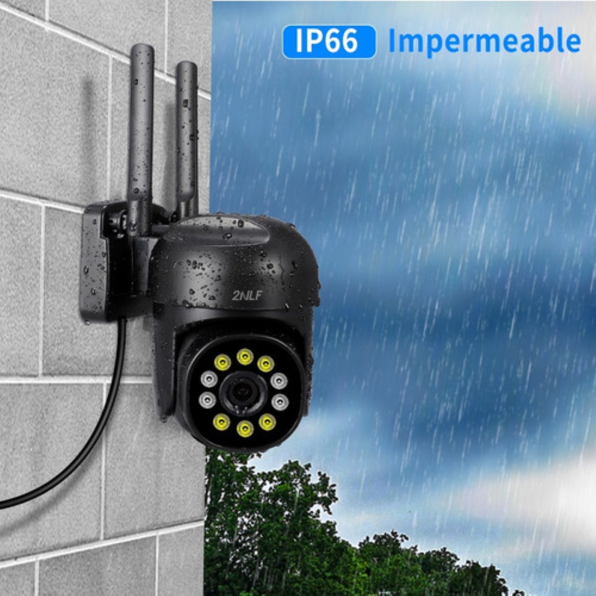 2nlf® Cámara De Seguridad Exterior Wifi 5g 1080p Con Led Negro