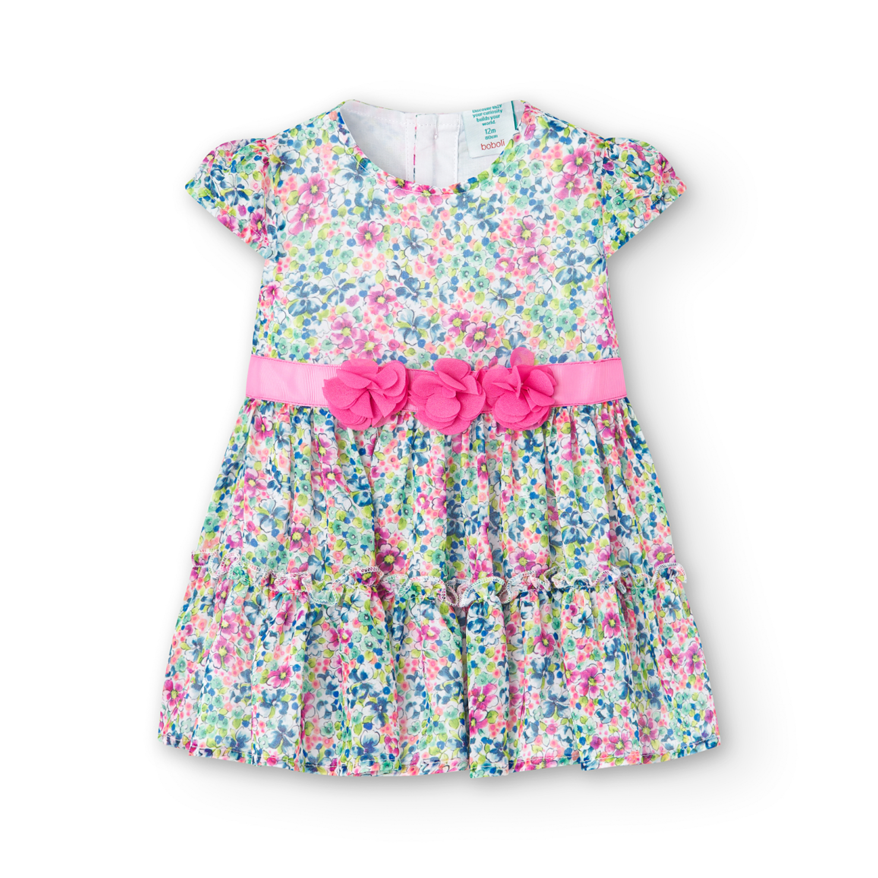 Vestido De Gasa Con Estampado Floral Para Niña BOBOLI