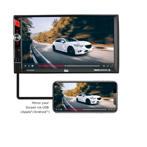 Autoestéreo de pantalla Dual DM70MIR 2 Din 7" Miror Link Usb/BT/SD