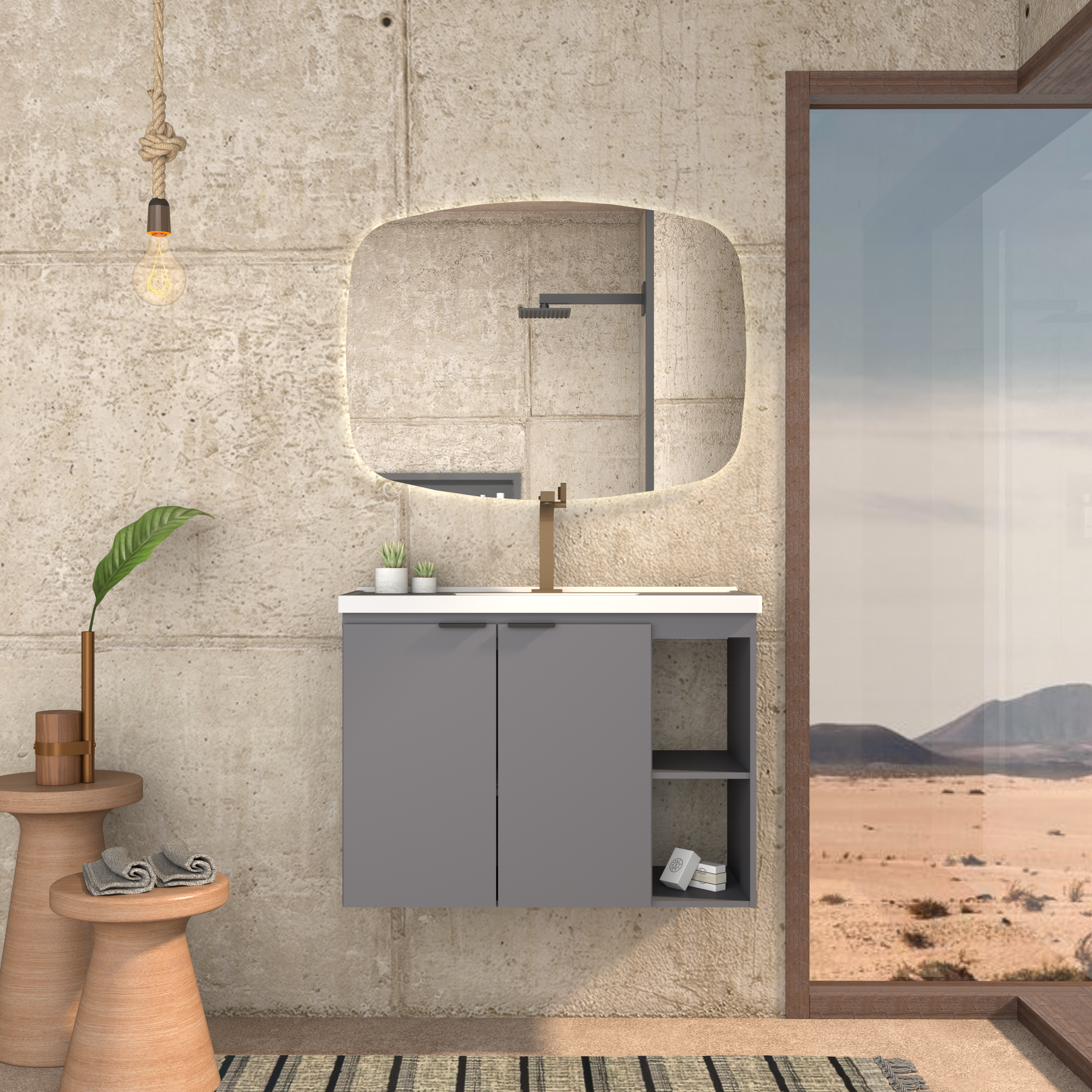 MUEBLE BAÑO ASTER 80 GRIS MODELO 102430