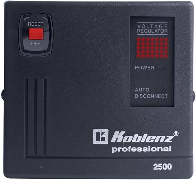 Koblenz ER-2550 Regulador de Voltaje Automático, 2500 VA, 6 contactos, Color Negro