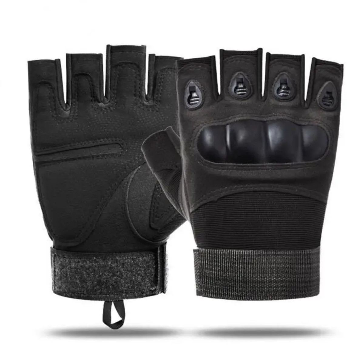 Guantes negro sin dedos deportes mano moto bici carreras tela auto protección táctico deporte poli