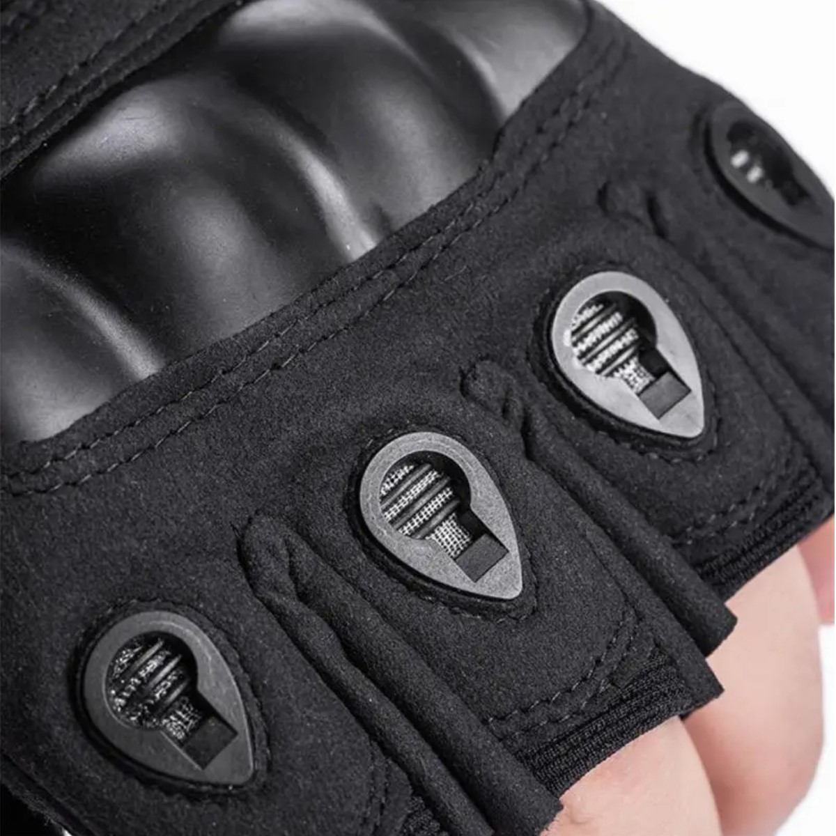 Guantes negro sin dedos deportes mano moto bici carreras tela auto protección táctico deporte poli