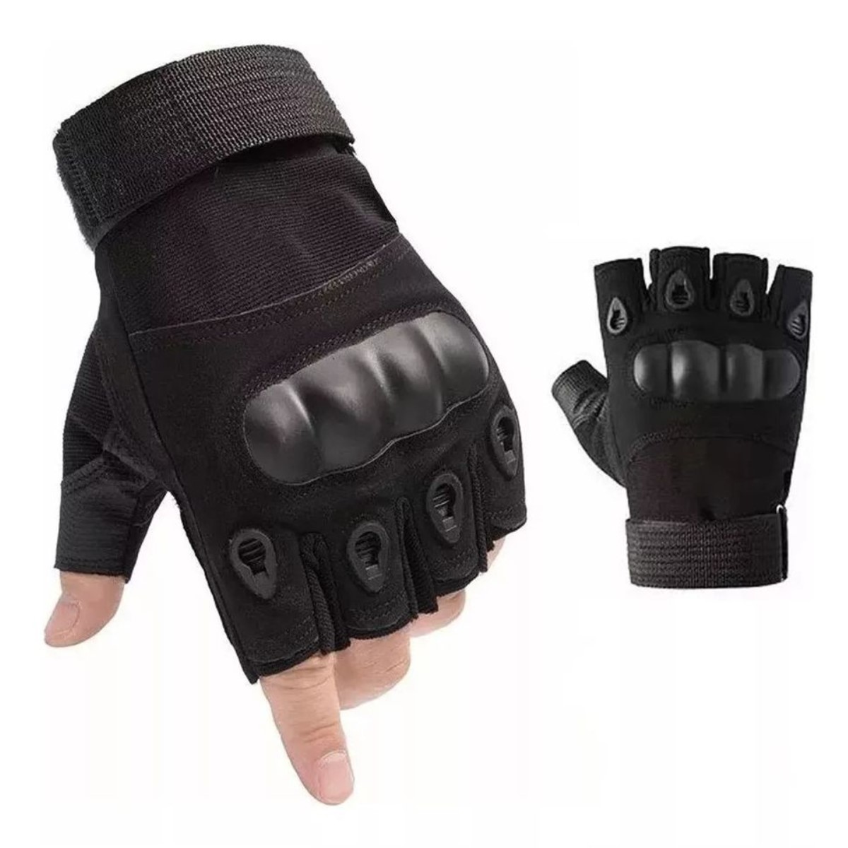 Guantes negro sin dedos deportes mano moto bici carreras tela auto