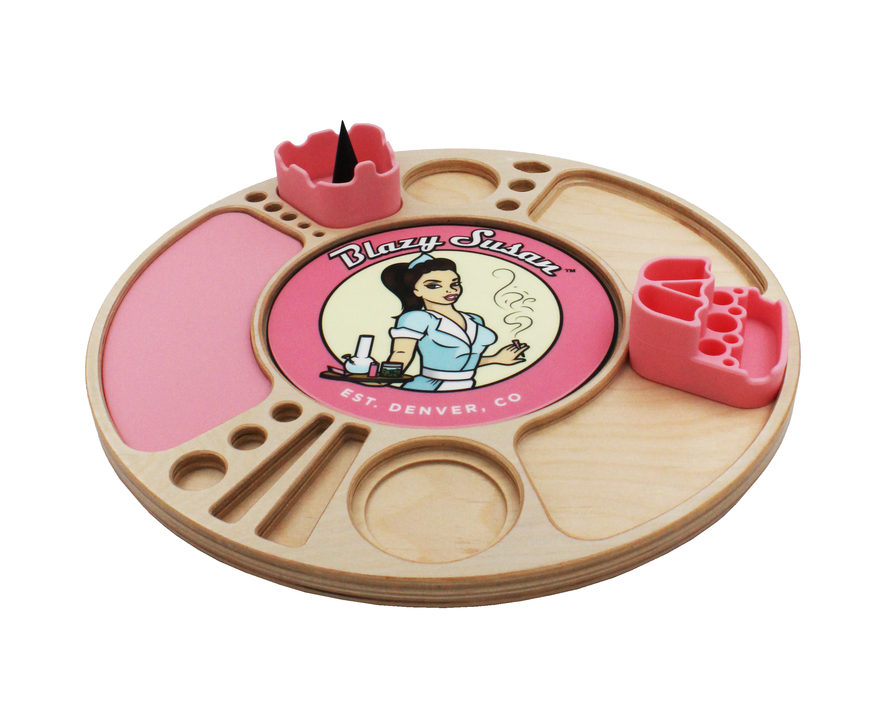 Charola Giratoria de Abedul Birch Blazy Susan con Accesorios Rosas