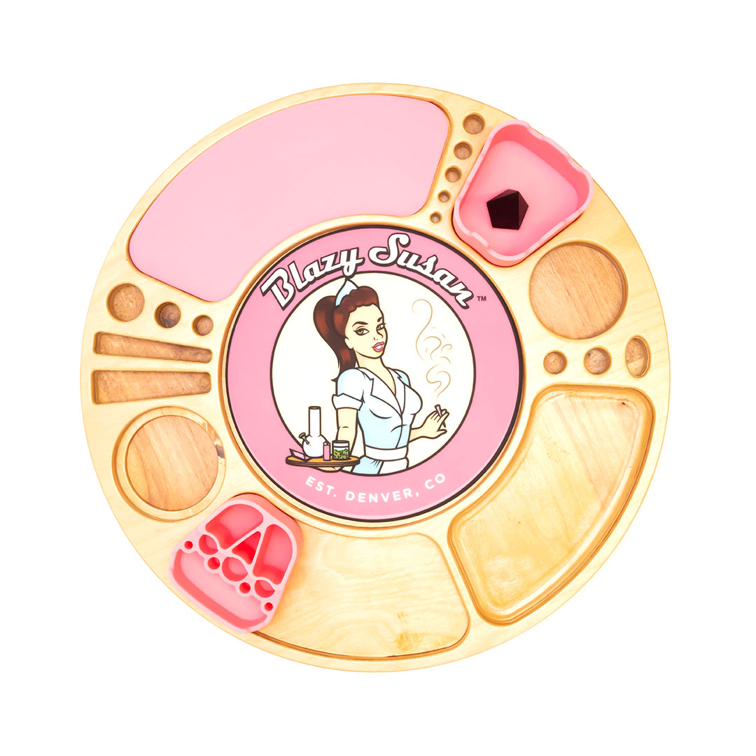 Charola Giratoria de Abedul Birch Blazy Susan con Accesorios Rosas