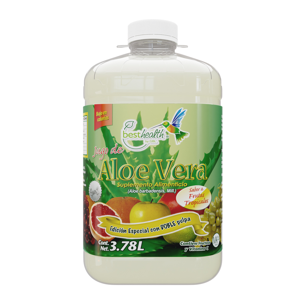 Jugo de Aloe Vera 3.78L BEST HEATLH con trocitos de sábila y doble pulpa