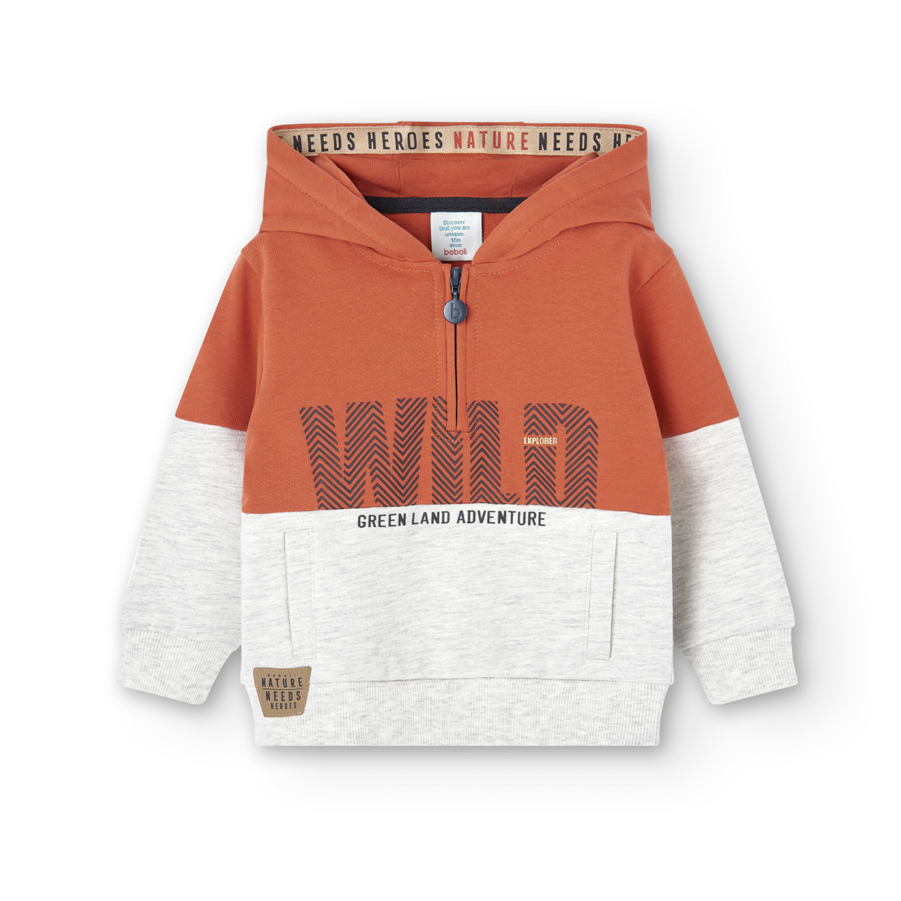 Sudadera De Felpa Con Capucha Para Niño Color Naranja BOBOLI