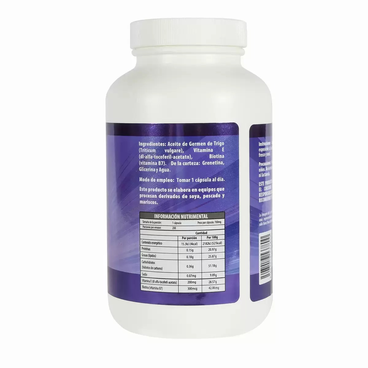 Naturagel Biotina con Vitamina E 200 Cápsulas.
